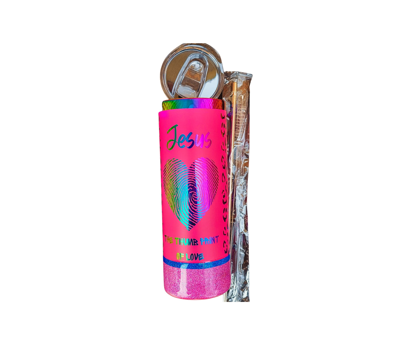 Proclaim Faith Tumbler: Handcrafted 20oz  Thumb Print of Love Jesus