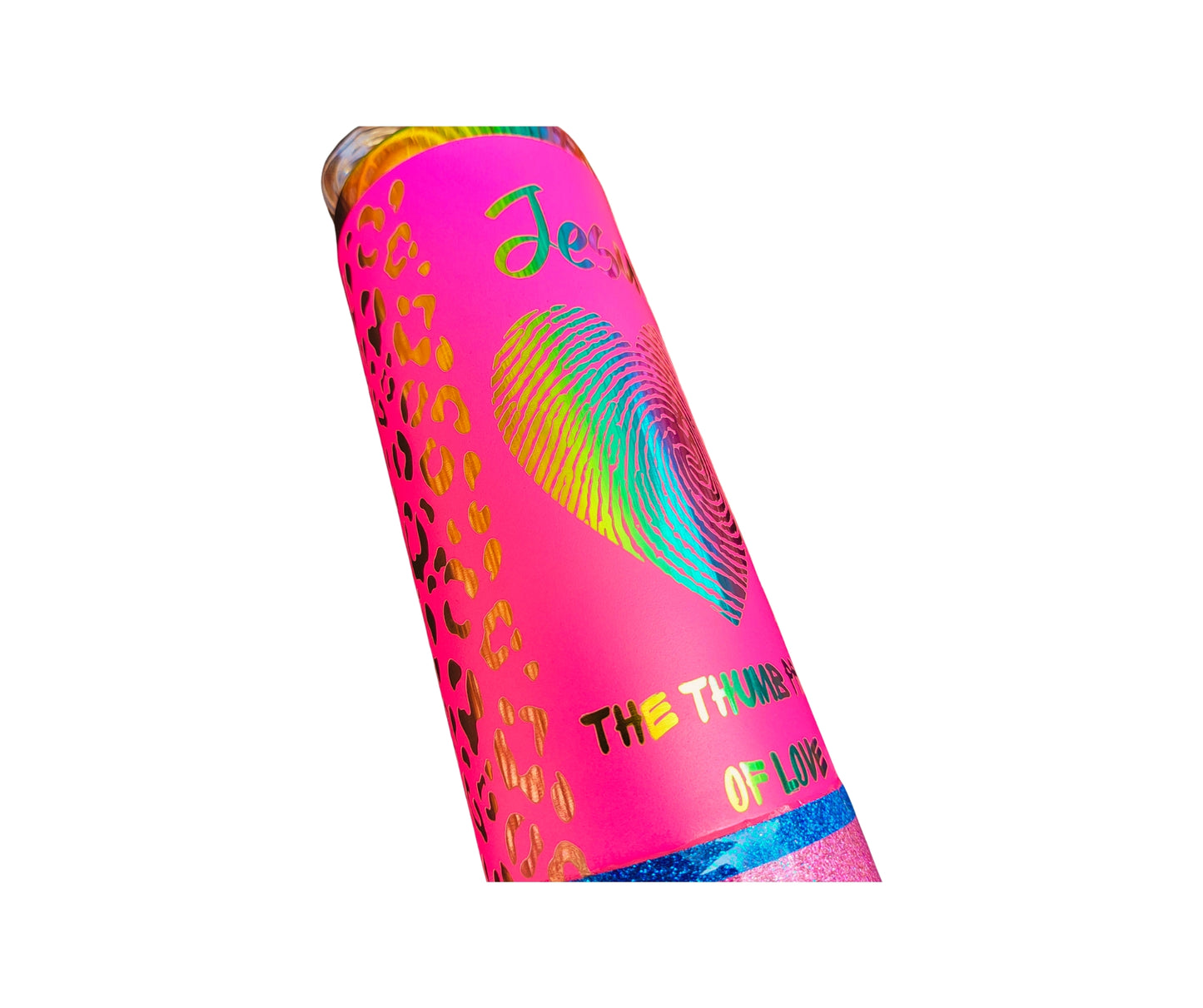 Proclaim Faith Tumbler: Handcrafted 20oz  Thumb Print of Love Jesus
