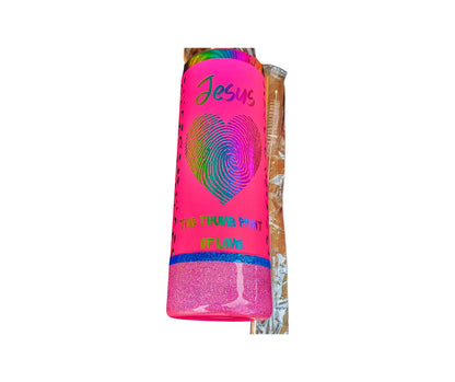 Proclaim Faith Tumbler: Handcrafted 20oz  Thumb Print of Love Jesus